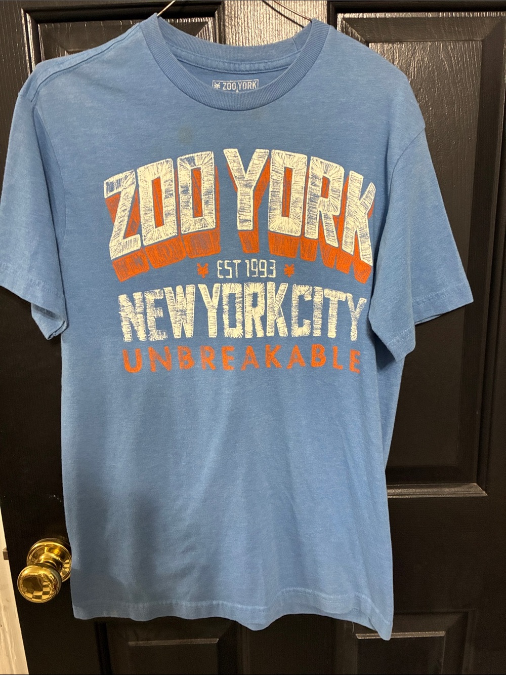 Zoo York Light Blue Short Sleeve Tee with White & Orange Graphic New